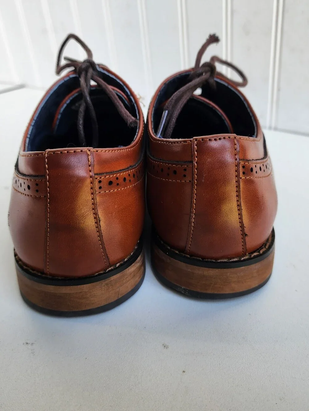 Bruno Marc Prince Boys Derby Style Dress Shoe Brown Baroque Faux leather Sz 5